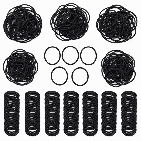 YEMNPIOS 500 Pcs Black Hair Ties Bulk 1.77 Inch Thin Hair Elastics Small Bands 2mm Curly Hair Ponytail Holders for Women Men Straight Thick Curly