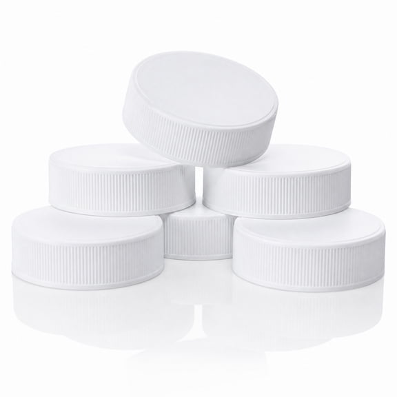 YEMNPIOS 53mm White Threaded Water Jug Caps, Foam Liner Reusable Screw-on Plastic Lids, for 3&5 Gallon Jug Milk Bottle Replacement, 6 Pcs
