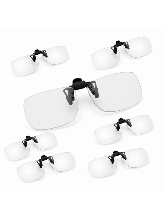 6 Pairs Clip on Reading Glasses Flip up Magnifying Clip on Lens Blue Light Blocking Non Prescription Reading Glasses