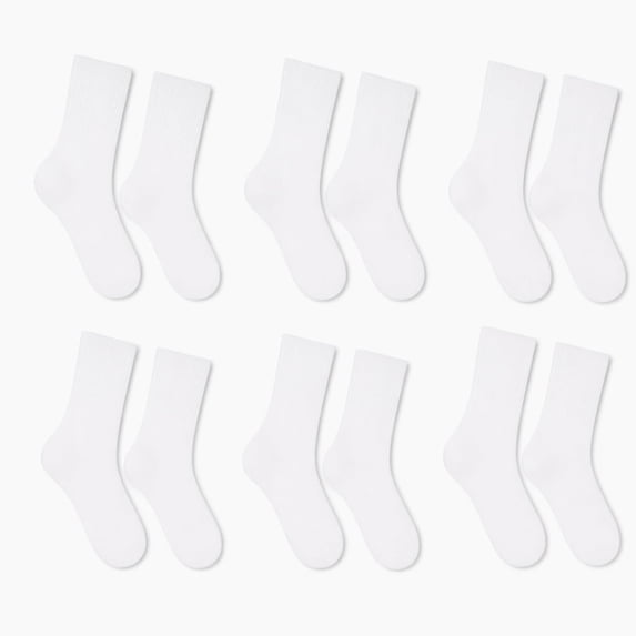 YEMNPIOS 6 Pairs Loose Fit Socks Non Binding Wide Calf for Men Women Plus Size White