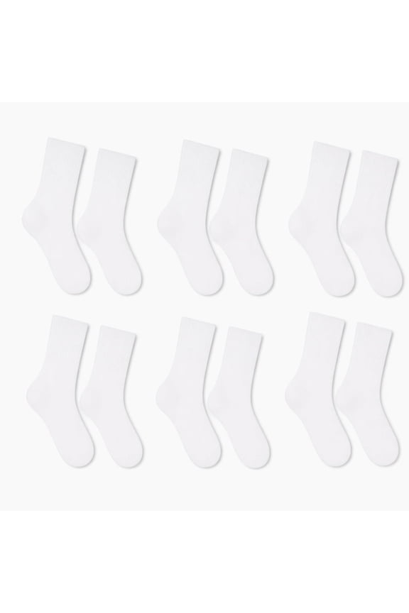 6 Pairs Loose Fit Socks Non Binding Wide Calf for Men Women Plus Size White