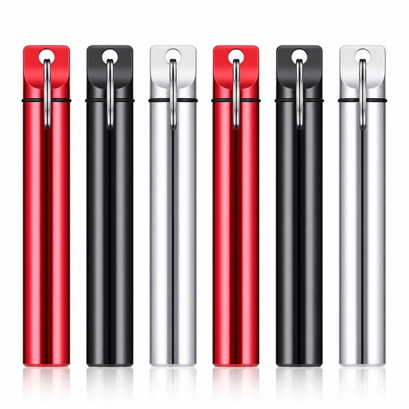 YEMNPIOS 6 Pcs Metal Toothpick Holder Dispenser Aluminum Alloy Pocket Case with Keychain for Travel