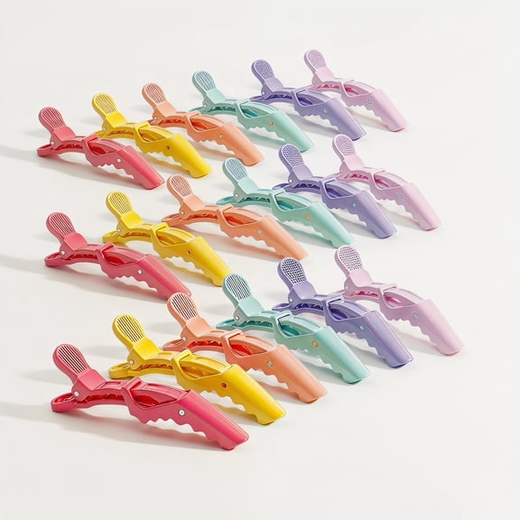 YEMNPIOS Alligator Hair Clips Wide Teeth Double Hinged Professional Salon Crocodile Clips for Styling Sectioning Coloring Skin Care 18 Pcs