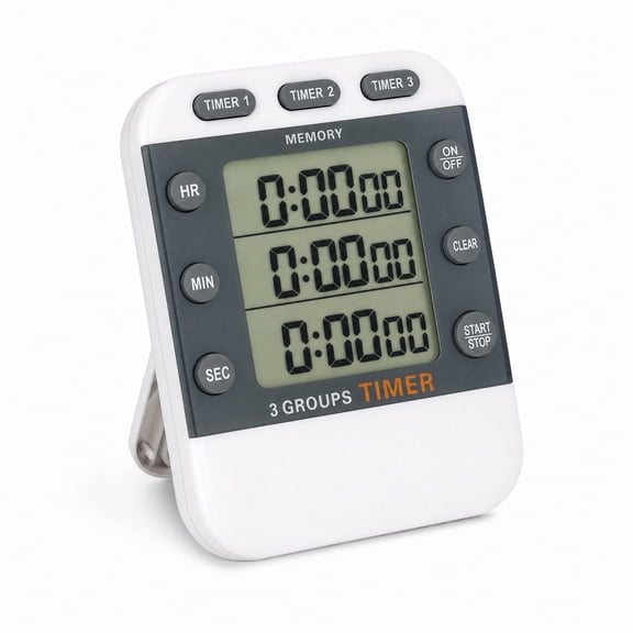 YEMNPIOS Digital Kitchen Timer 3 Channels Multi Timer Loud Adjustable Alarm Magnetic Count Up Down Memory Preset Battery Included for Cooking Baking BBQ Study Classroom 1 Pc