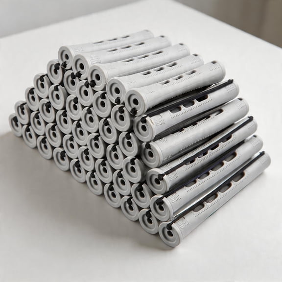 YEMNPIOS Short Perm Rods Natural Hair Non Slip Plastic Cold Wave Perming Rods with Elastic Rubber Band Hairdressing Styling Tool Gray 0.59 Inch 30 Pcs