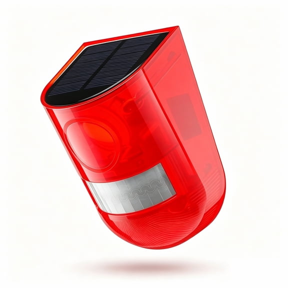 YEMNPIOS Solar Sound and Light Alarm, 129db Motion Sensor Outdoor Waterproof Siren with 6 LEDs Flash, Red, 1 Pack
