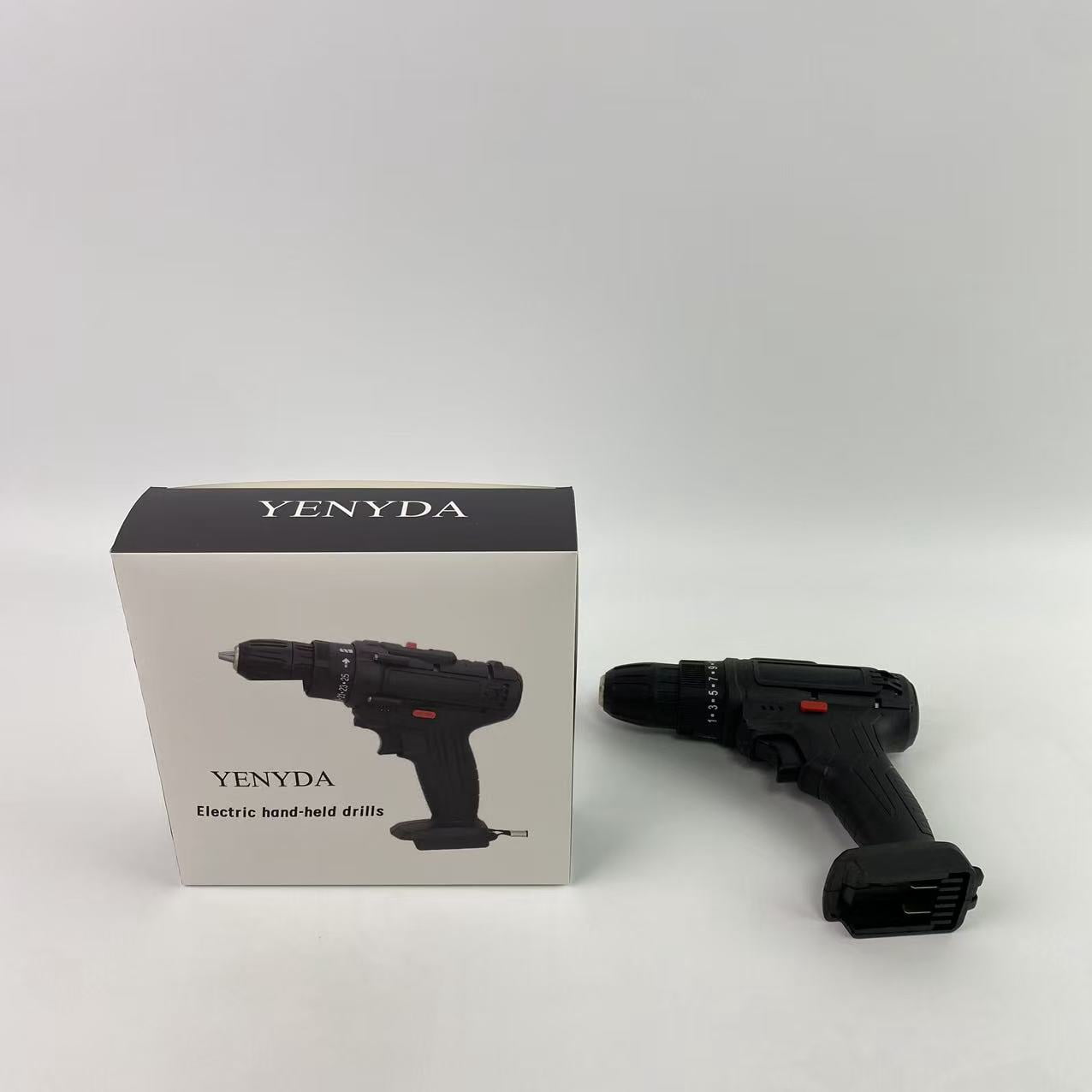 YENYDA Electric hand-held drills,20V MAX Lithium lon Cordless Drill, Power Drill Set with 3/8-Inch Keyless Chuck, Variable Speed (Black)