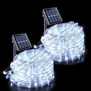 YEOLEH 33ft 100 LED Solar String Rope Lights, 8 Modes Solar Rope Lights Outdoor IP65 Waterproof for Fence,Gazebo,Yard,Walkway,Path,Garden Decor, 2PACK, White