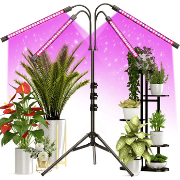 YEOLEH Grow Light for Indoor Plant with Stand,Full Spectrum Floor Plant Light 80LED with 3 Modes Timer,Tripod Stand Adjustable 15-48 in