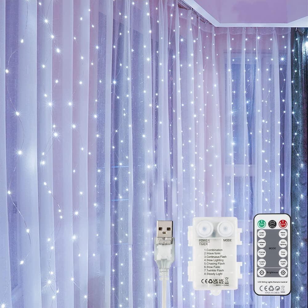 YEOLEH LED Fairy lights Curtain Lights Patio Light Battery Operated