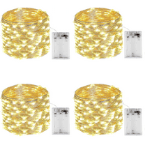 YEOLEH Led Fairy Lights Battery Operated String Lights Silver Wire, Total 160FT 480 LED Battery Lights IP65 Waterproof for Xmas Patio Outdoor Room Decor,Warm White,4 Pack