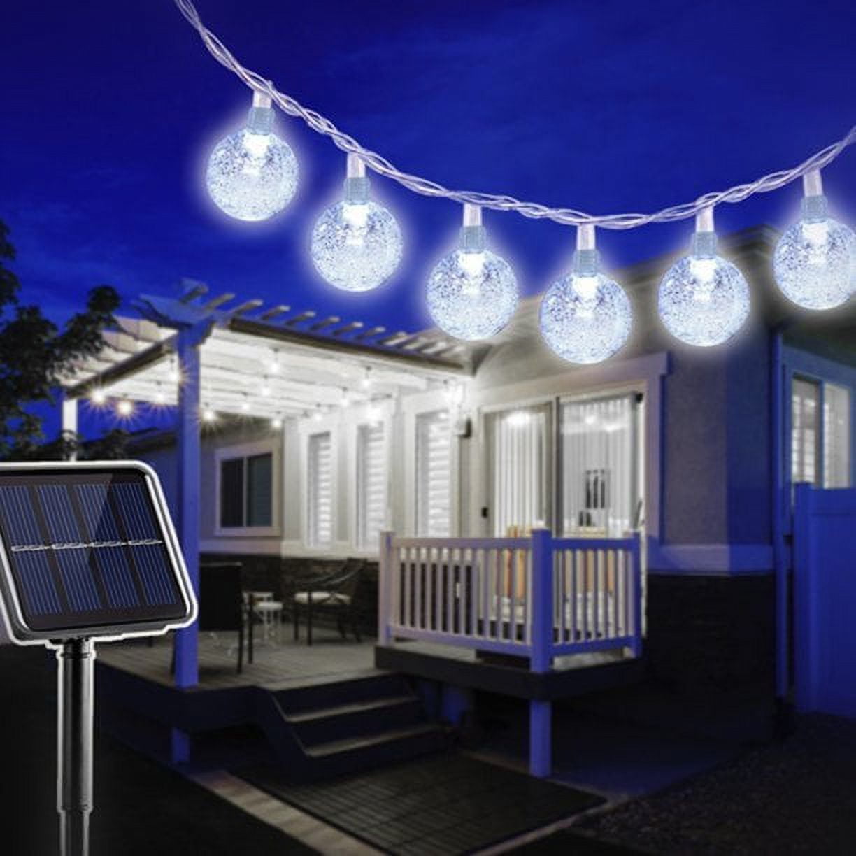 100/50/25ft Solar Led Light Outdoor G40 Plastic Bulb LED Garden Fairy Patio  String Lights Wedding Party Decoration