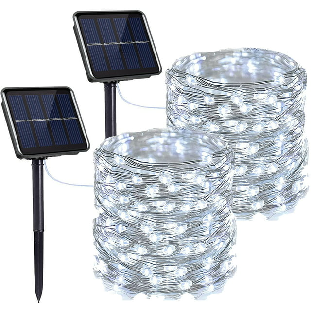 YEOLEH Solar String Lights,33FT 100LED Silver Wire Christmas Fairy ...