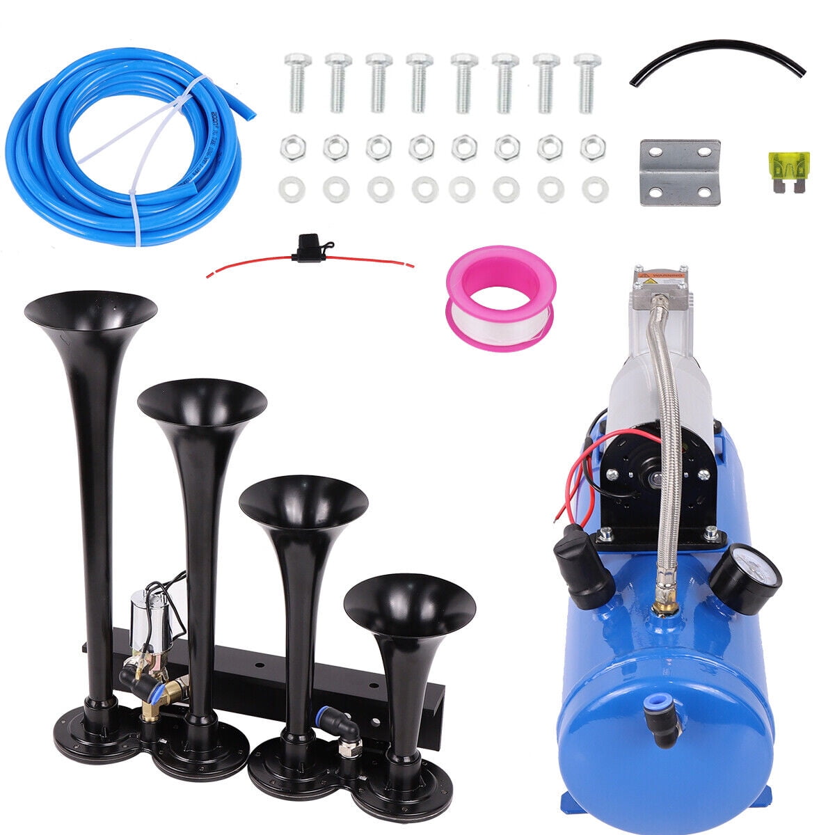 YEOPGYEON Air Horn Truck Train Horns Kit 12V w/6L Air Compressor 4