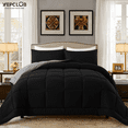 thumbnail image 1 of YEPCLUB 3-Piece Queen Size Comforter Set, Black and Gray Down Alternative Reversible Bedding Set, All-Season Quilted Soft Comforter with Pillowcases, 1 of 4