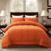 YEPCLUB 3-Piece King Size Comforter Set, Orange Down Alternative Reversible Bedding Set, All-Season Quilted Soft Comforter with Pillowcases