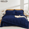 thumbnail image 1 of YEPCLUB Cal King Size Comforter Set, 7-Piece Bed in a Bag, Ultra Soft Reversible All Season Bedding Set with Sheets, Pillowcases & Shams, Navy, 1 of 5