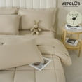 thumbnail image 1 of YEPCLUB 7-Piece Full Size Comforter Set,Beige Reversible Bed in a Bag,All Season Solid Bedding Set with Sheets,Pillowcases & Shams, 1 of 5