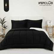YEPCLUB Twin Size Comforter Set, 5-Piece Bed in a Bag, Ultra Soft Reversible All Season Bedding Set with Sheets, Pillowcase & Sham, Black