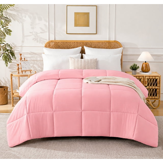 YEPCLUB Comforters Full size, Duvet Insert, All Season Duvet, Pink Down Alternative Hotel Comforter, Lightweight Quilt with Corner Tabs, Machine Washable (Pink, Full 82x86 Inches)