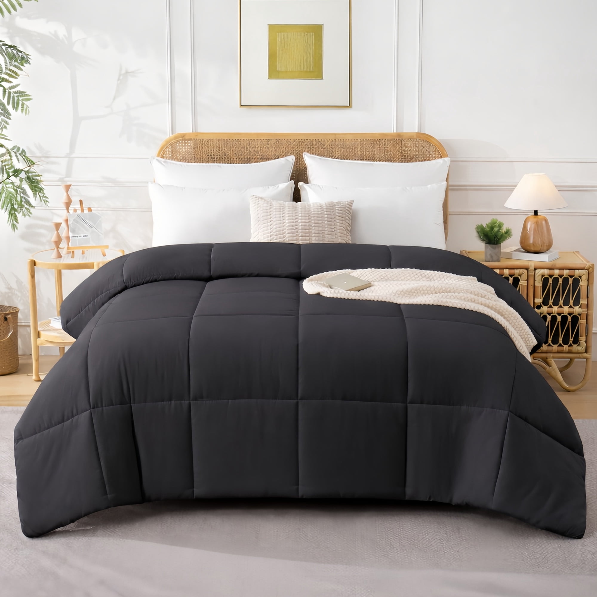 YEPCLUB Comforters Queen size, Duvet Insert, All Season Duvet, Grey Down Alternative Hotel Comforter, Lightweight Quilt with Corner Tabs, Machine Washable (Grey, Queen 88x92 Inches)