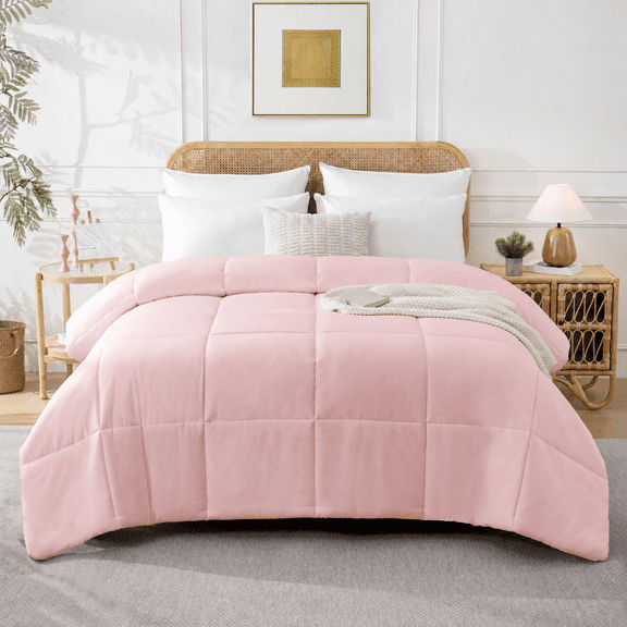 YEPCLUB Comforters Queen size, Duvet Insert, All Season Duvet, Pink Down Alternative Hotel Comforter, Lightweight Quilt with Corner Tabs, Machine Washable (Pink, Queen 88x92 Inches)