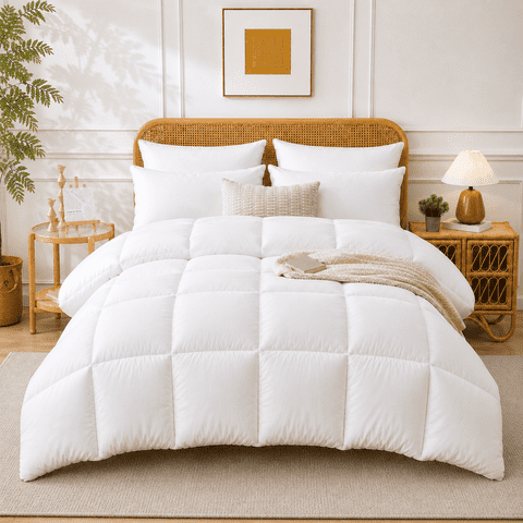 YEPCLUB Comforters Queen size, Duvet Insert, All Season Duvet, White Down Alternative Hotel Comforter, Lightweight Quilt with Corner Tabs, Machine Washable (White, Queen 88x92 Inches)