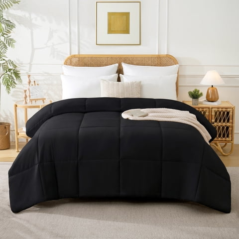 YEPCLUB Comforters Twin size, Duvet Insert, All Season Duvet, Black Down Alternative Hotel Comforter, Lightweight Quilt with Corner Tabs, Machine Washable (Black, Twin 64x88 Inches)