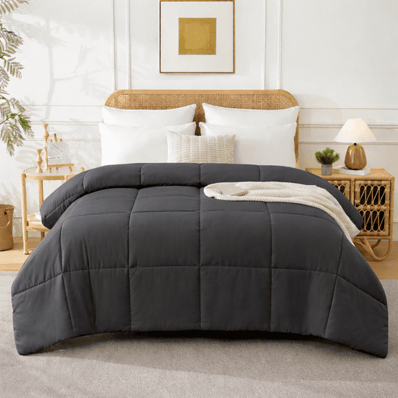 YEPCLUB Twin Comforter Duvet Insert, All Season Down Alternative, Fluffy Soft Bed Comforter with Corner Tabs, Machine Washable (Grey, 64x88 Inches)