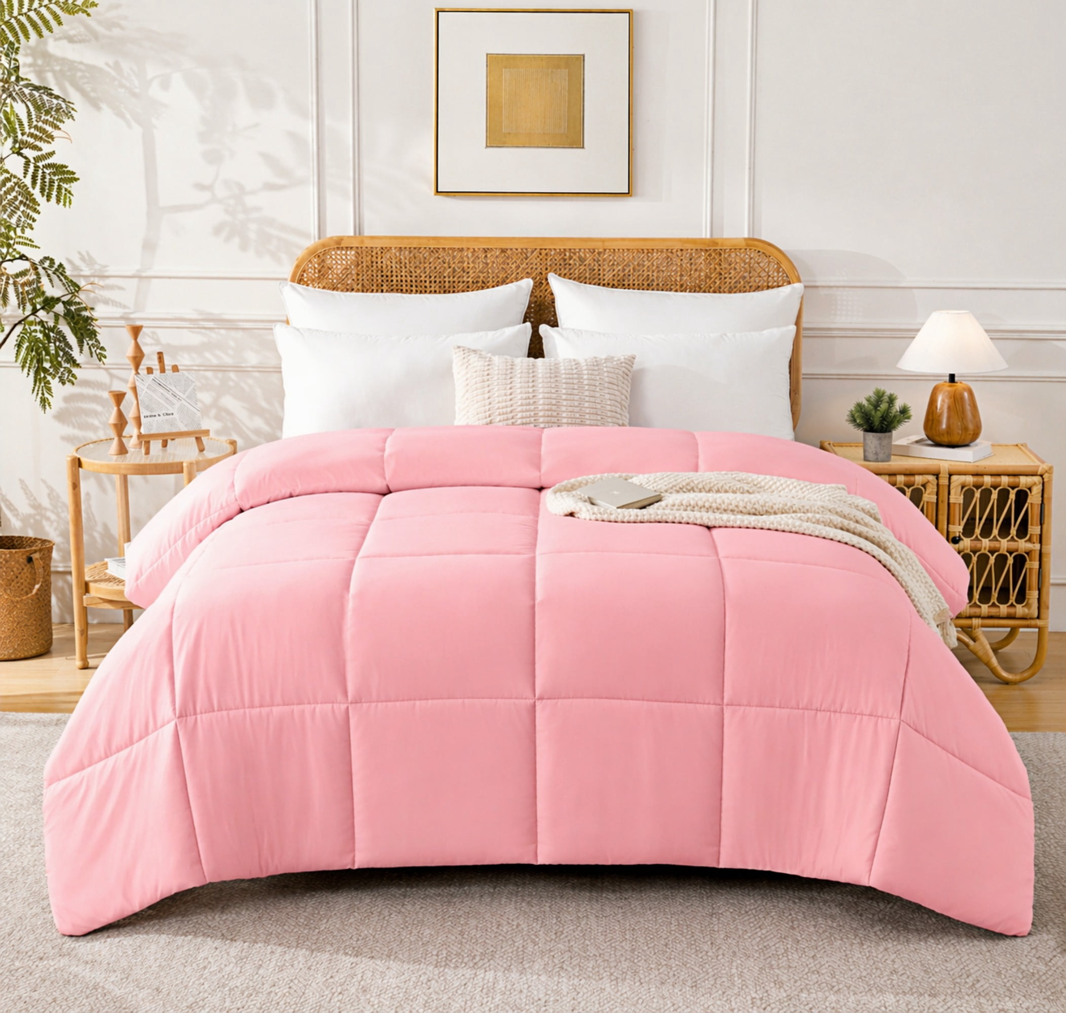 YEPCLUB Comforters Twin size, Duvet Insert, All Season Duvet, Pink Down Alternative Hotel Comforter, Lightweight Quilt with Corner Tabs, Machine Washable (Pink, Twin 64x88 Inches)