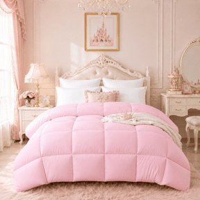 YEPCLUB Comforters Twin size, Duvet Insert, All Season Duvet, Pink Down Alternative Hotel Comforter, Lightweight Quilt with Corner Tabs, Machine Washable (Pink, Twin 64x88 Inches)