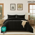 thumbnail image 1 of YEPCLUB 3-Piece King Size Comforter Set, Black Down Alternative Reversible Bedding Set, All-Season Quilted Soft Comforter with Pillowcases, 1 of 8