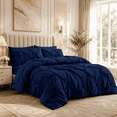 thumbnail image 1 of YEPCLUB Navy King Size Pintuck 7-Piece Comforter Set, Pinch Pleat Bed in a Bag, All Season Down Alternative Bedding Set with Comforter, Sheets, Pillowcases & Shams, 1 of 7
