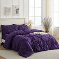 thumbnail image 1 of YEPCLUB Purple California King Size Pintuck 7-Piece Comforter Set, Pinch Pleat Bed in a Bag, All Season Down Alternative Bedding Set with Comforter, Sheets, Pillowcases & Shams, 1 of 7