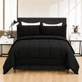 thumbnail image 1 of YEPCLUB 3-Piece Queen Size Comforter Set, Black Down Alternative Reversible Bedding Set, All-Season Quilted Soft Comforter with Pillowcases, 1 of 7