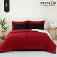 thumbnail image 1 of YEPCLUB Twin Size Comforter Set, 5-Piece Bed in a Bag, Ultra Soft Reversible All Season Bedding Set with Sheets, Pillowcase & Sham, Black and Red, 1 of 4