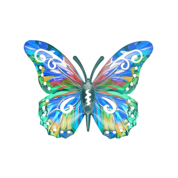 YEPGAR 4 Pcs 3D Metal Butterfly Hanging Sculpture for Wall Fence Garden, Bohemian Nature Theme, Curved Metal Pendants for Living Room Supplies (Model D)