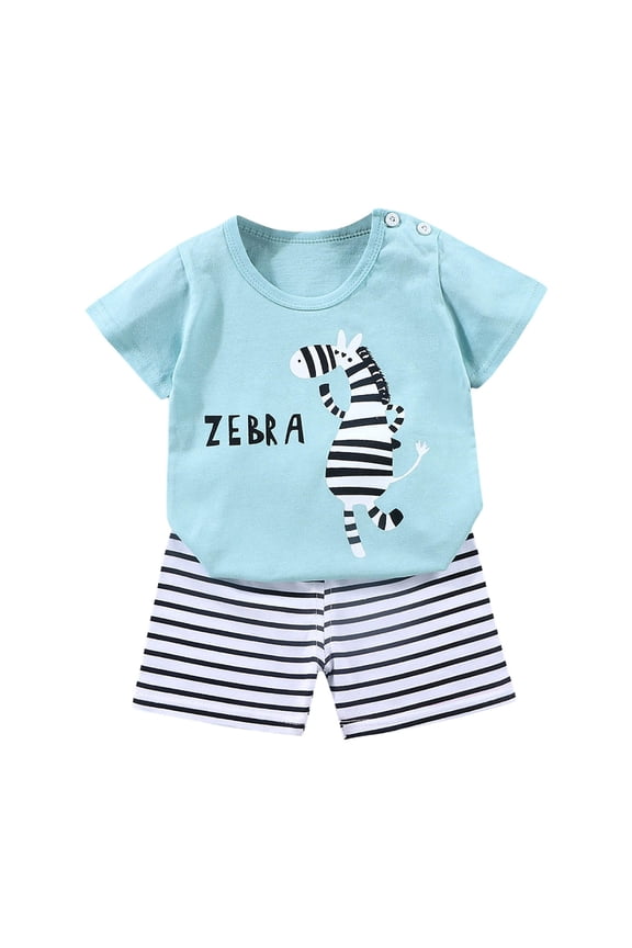 Baby Boy Nice Outfit Boy Girl Matching Outfits Little Boy Clothes Toddler Boys Cotton Clothing Sets Short Sleeve Tee and Shorts for 3M-8T (Light Blue, 18-24 Months)