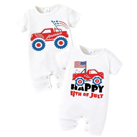 YEPGAR Baby Boys Girls Bodysuits Summer Classic Design Baby Long Sleeve Bodysuit First 4th Of July Baby Boy Outfit Baby Boy 4th Of July Outfit for 0-18 Months (Red, 3-6 Months)