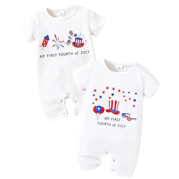YEPGAR Baby Boys Girls Bodysuits Summer Classic Design Baby Long Sleeve Bodysuit First 4th Of July Baby Boy Outfit Baby Boy 4th Of July Outfit for 0-18 Months (Light Blue, 3-6 Months)