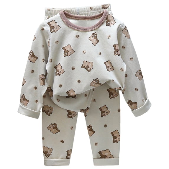 YEPGAR Baby Cotton Home Loungewear Fall Warm Long Pant Base Layer Clothes Unisex (Coffee, 5-6 Years)
