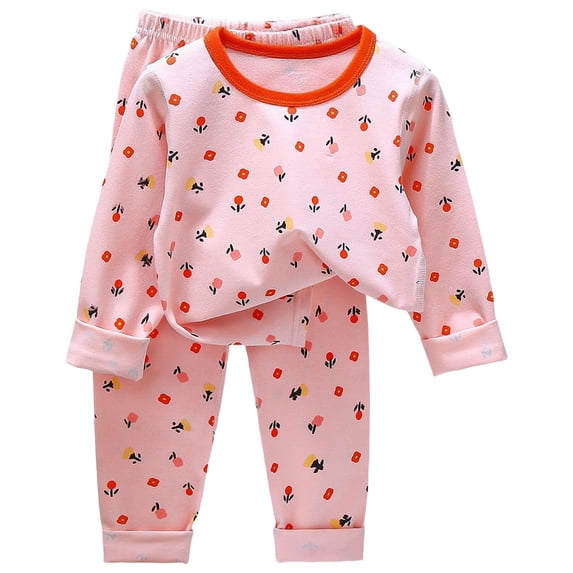 YEPGAR Baby Cotton Home Loungewear Fall Warm Long Pant Base Layer Clothes Unisex (Pink, 5-6 Years)