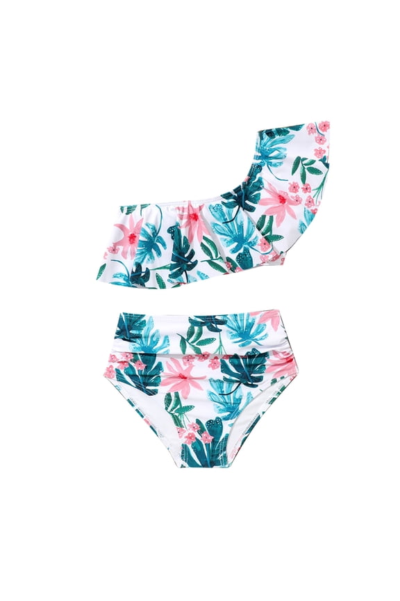 Children Girls Bikini Set 2 Piece Cover Sleeve (Green, 5-6 Years)