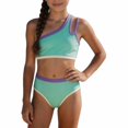 thumbnail image 1 of YEPGAR Girls Bikini Set 2 Piece Swimming Dress High Waisted Padded Bathing Suit Comfortable Girls' Swimwear for 7-16 Years (Mint Green, 9-10 Years), 1 of 4