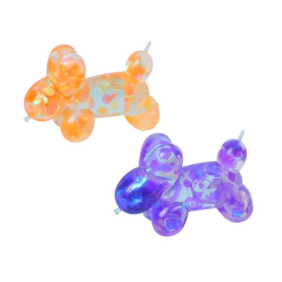 YEPGAR Glitter Maltose Balloon Dog Stress Soft Sensory Flexible Calming For Teens Adults Workers Students Study Break (Orange & Purple)