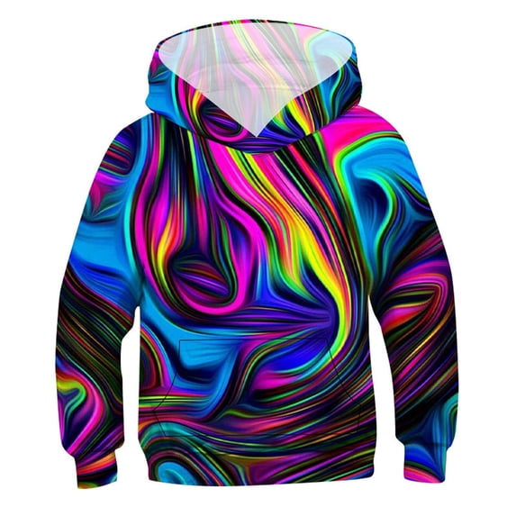 YEPGAR Teen Boys Kids Pullover Hoodie Long Sleeve 3D Printed Pocket Fashion Novelty Graphic Youth Tops (Blue, 8-10 Years)