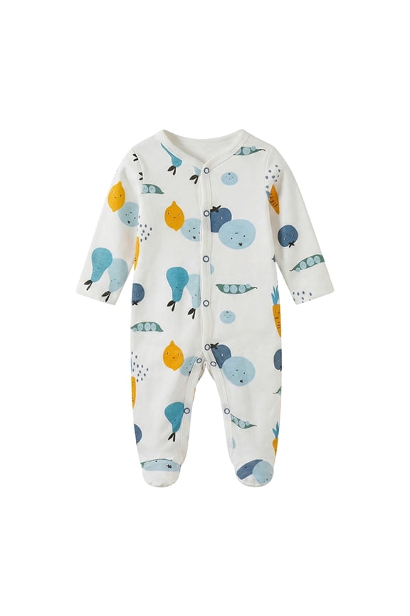 Unisex Newborn Button Down Footed Romper Cozy Cotton Long Sleeve Organic Cotton Sleepers Preemie Onesies (Orange, 3-6 Months)