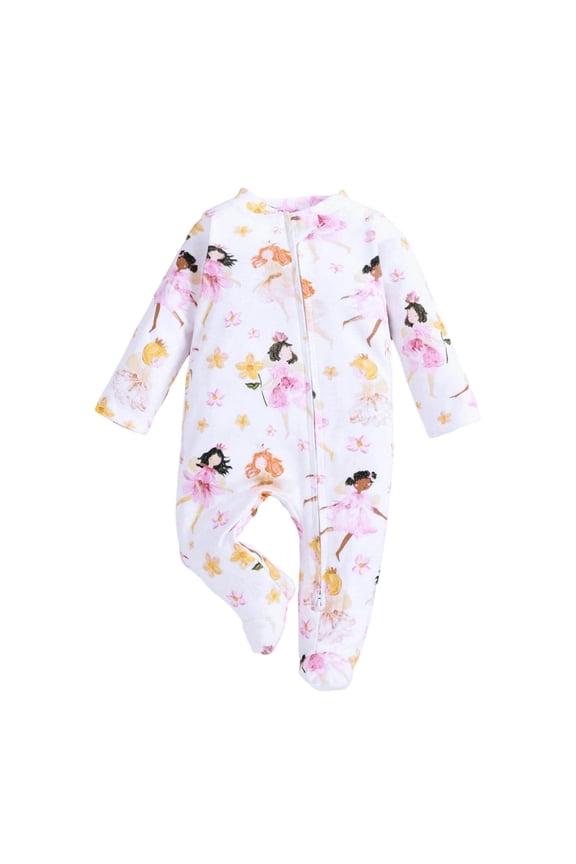 Unisex Toddler Belly Zipper Crawling Bodysuit Quick Wear Long Sleeve Winter Newborn Cotton Footies Preemie Sleepers (Light Pink, 3-6 Months)