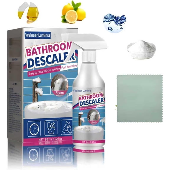 YEPOLERCE Bathroom Descaler Foam Cleaner, 60ml Bubble Cleaner Foam,Bathroom Glass Descaler, All Purpose Rinse Cleaning Foams Spray for Bathtub, Toilet, Glass, Faucet