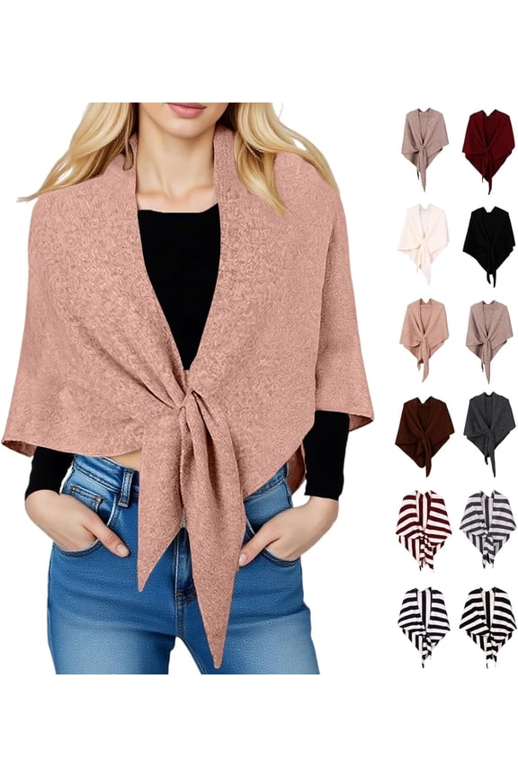 Chic Shawl With Loop, Soft Knitted Poncho Shawl Wrap for Women, Versatile Wrap for Office Evening Daily Use